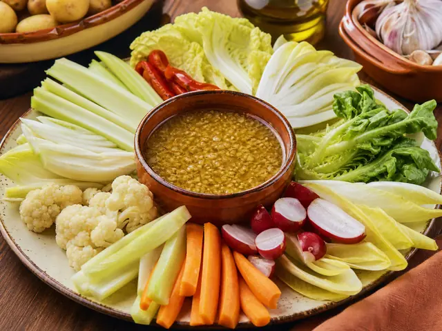 Finished Italian dish Bagna Cauda served for the recipe page.