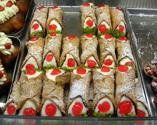 Finished Italian dessert Cannoli ready to serve.