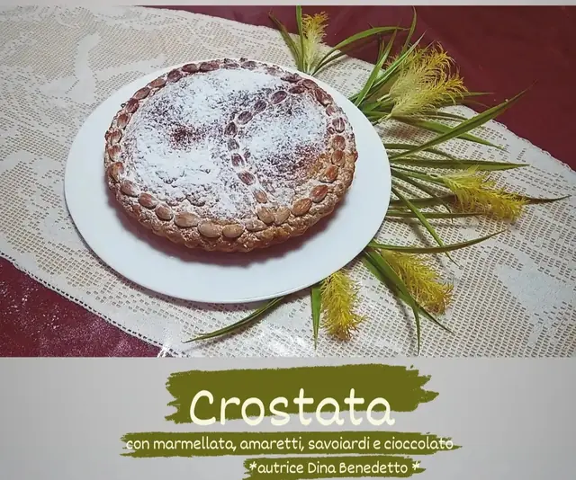 Finished Italian dessert Crostata ready to serve.
