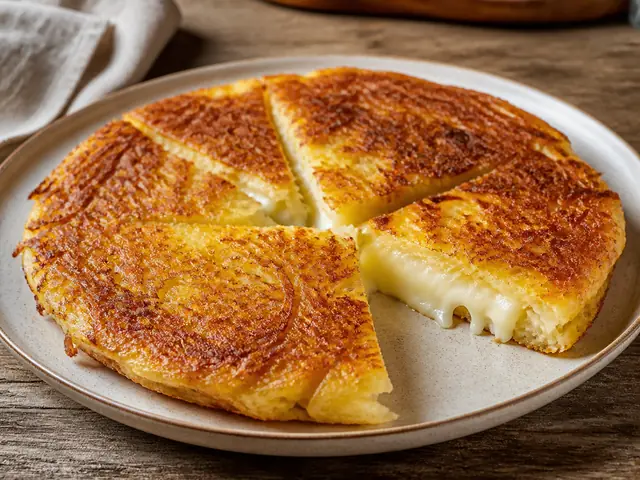 Finished Italian dish Frico served for the recipe page.