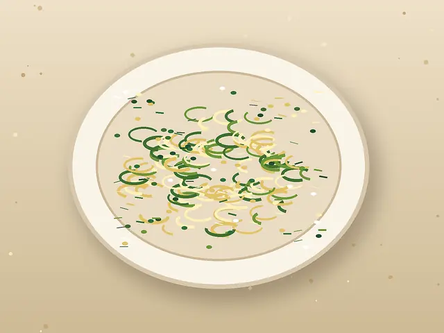 Finished Italian dish Pasta alla Nerano served for the recipe page.
